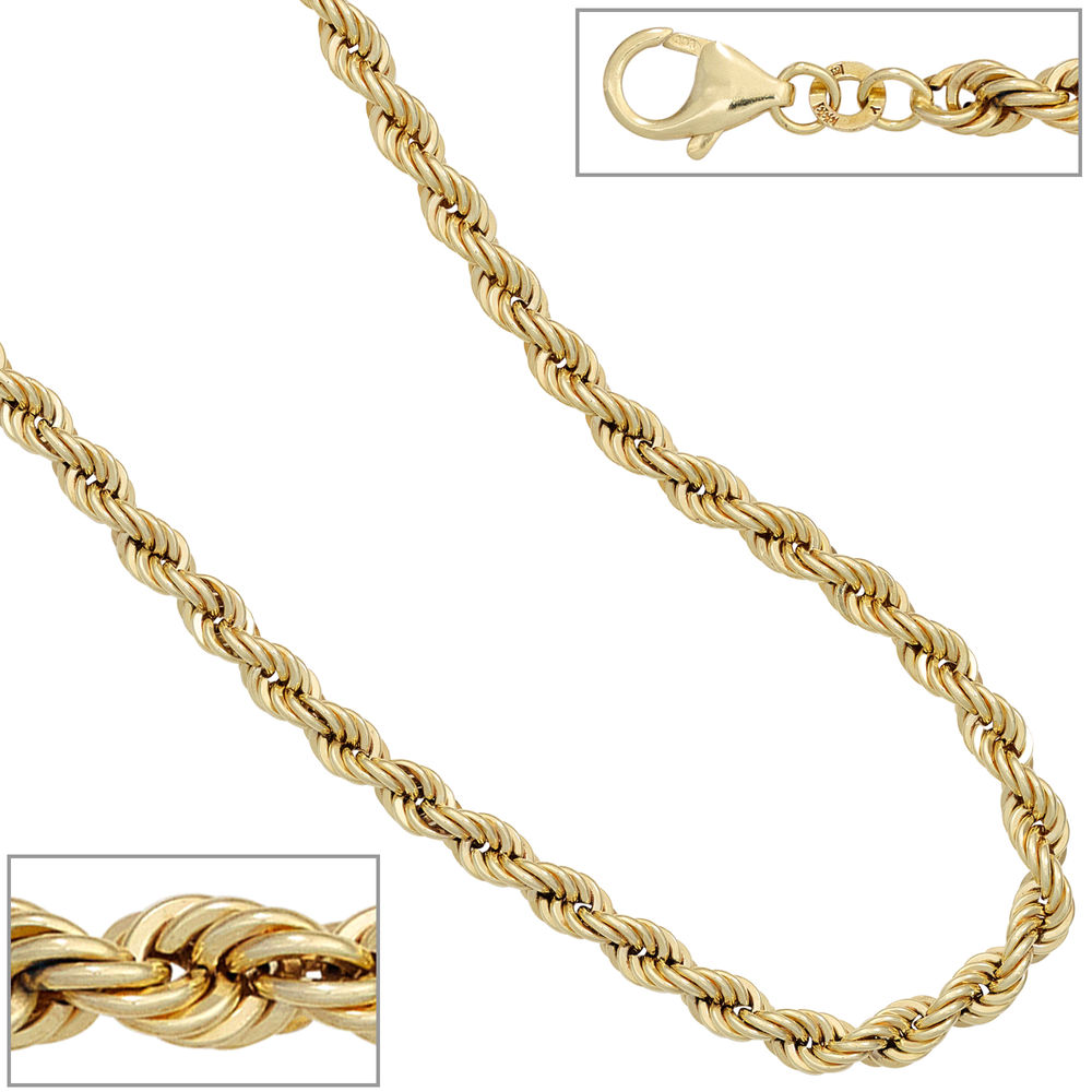 JOBO Kordelkette 585/- Gelbgold 4,9mm 45cm Gold Kette Halskette Goldkette  Karabiner