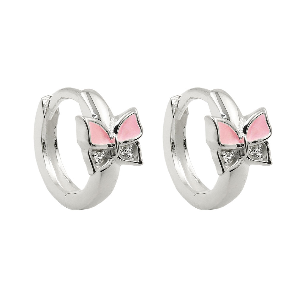 rosa lackiert Silber Creole 925 Zirkonias Ohrringe 94143 Silberschmuck Schmetterling