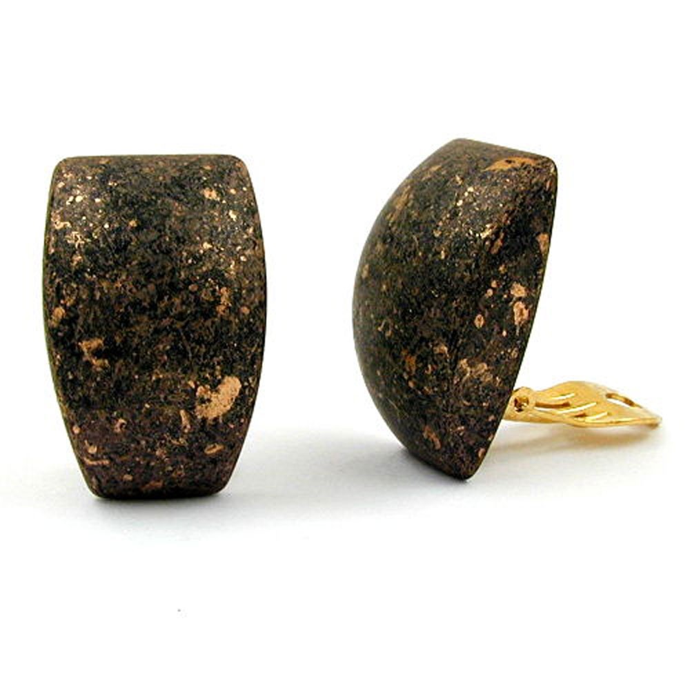Ohrring Trapez Stein braun-gold-matt
