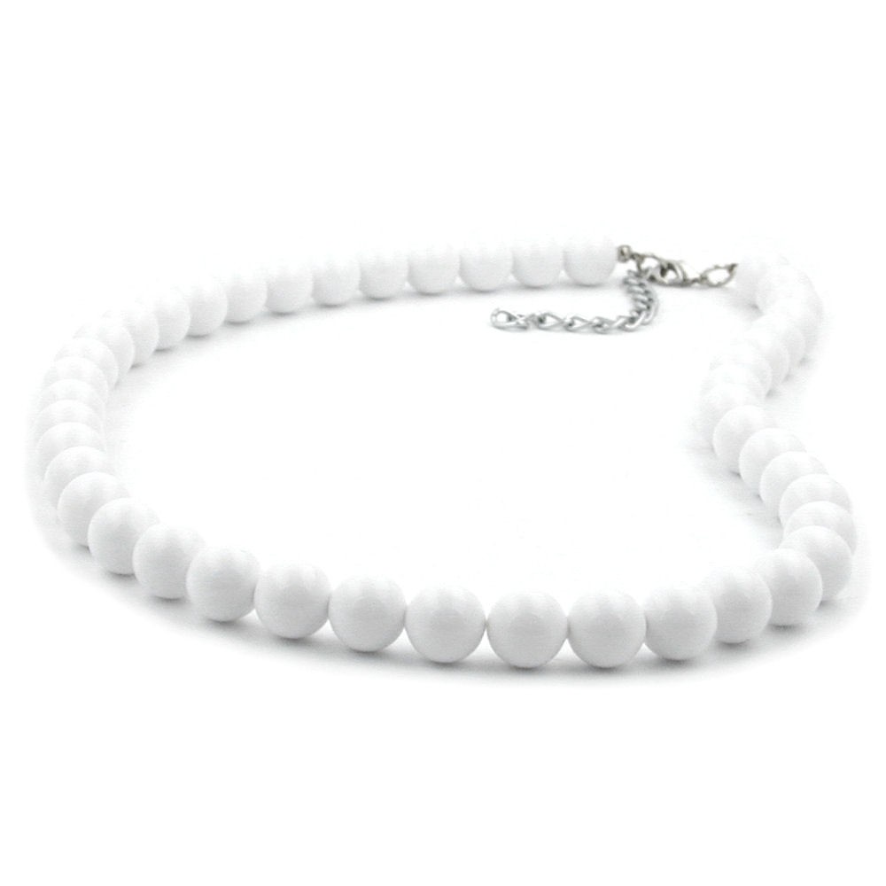 Collier Halskette Perle 10mm weiß-glänzend 45cm