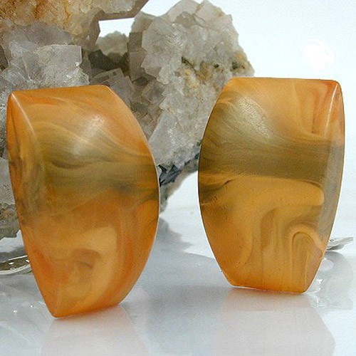 Ohrring Trapez ocker-marmoriert-glänzend