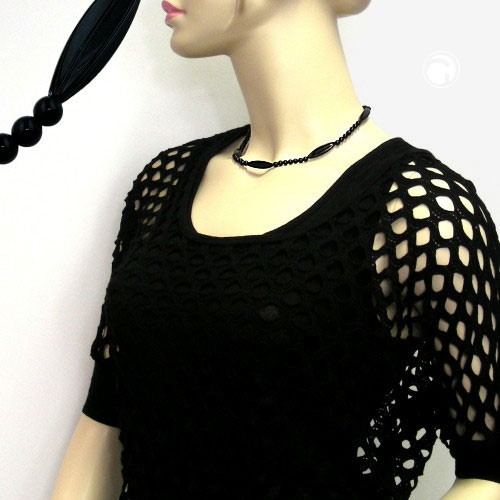 Halskette Rillenolive schwarz-glanz 42cm