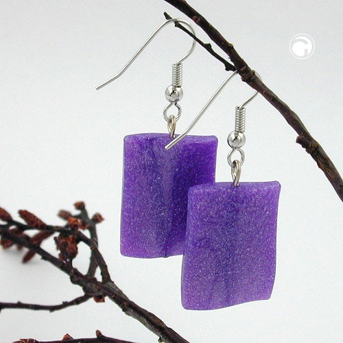 Ohrhaken Viereck flieder-perlmutt