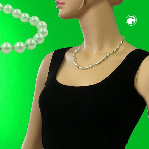 Collier Halskette 50 Glasperlen mint geknotet 50cm