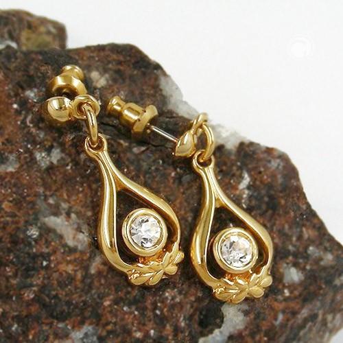 Ohrstecker Hänger vergoldet mit Kristall