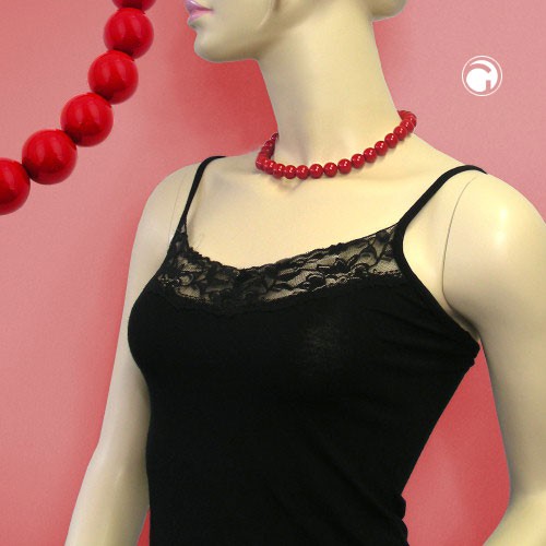 Collier Halskette Perle 10mm rot-glänzend 45cm