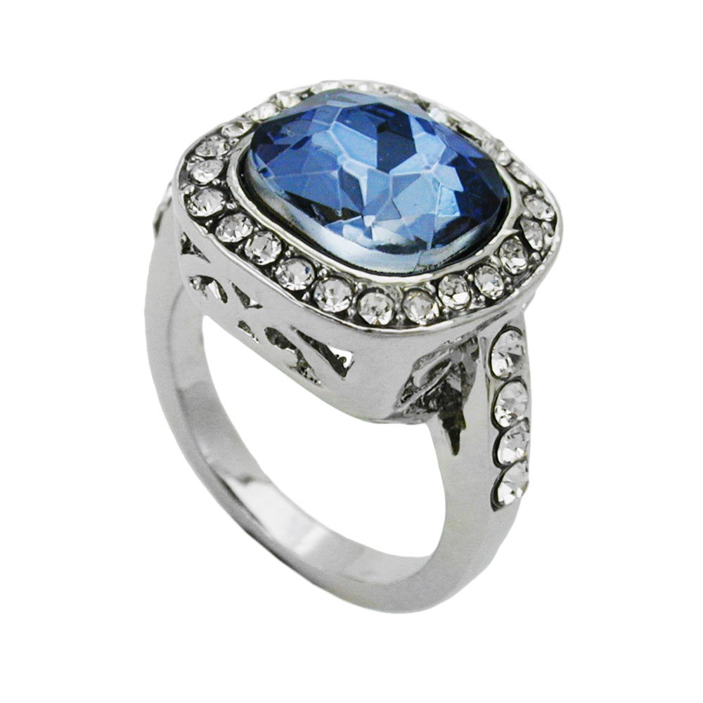 Ring Glasstein blau geschliffen