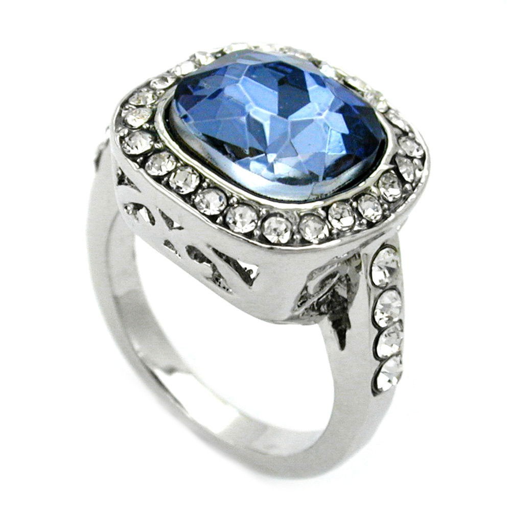 Ring Glasstein blau geschliffen