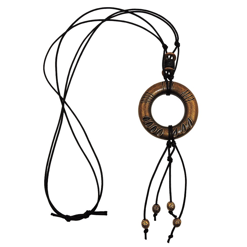 Kette Ring Kordel Schwarzweiß
