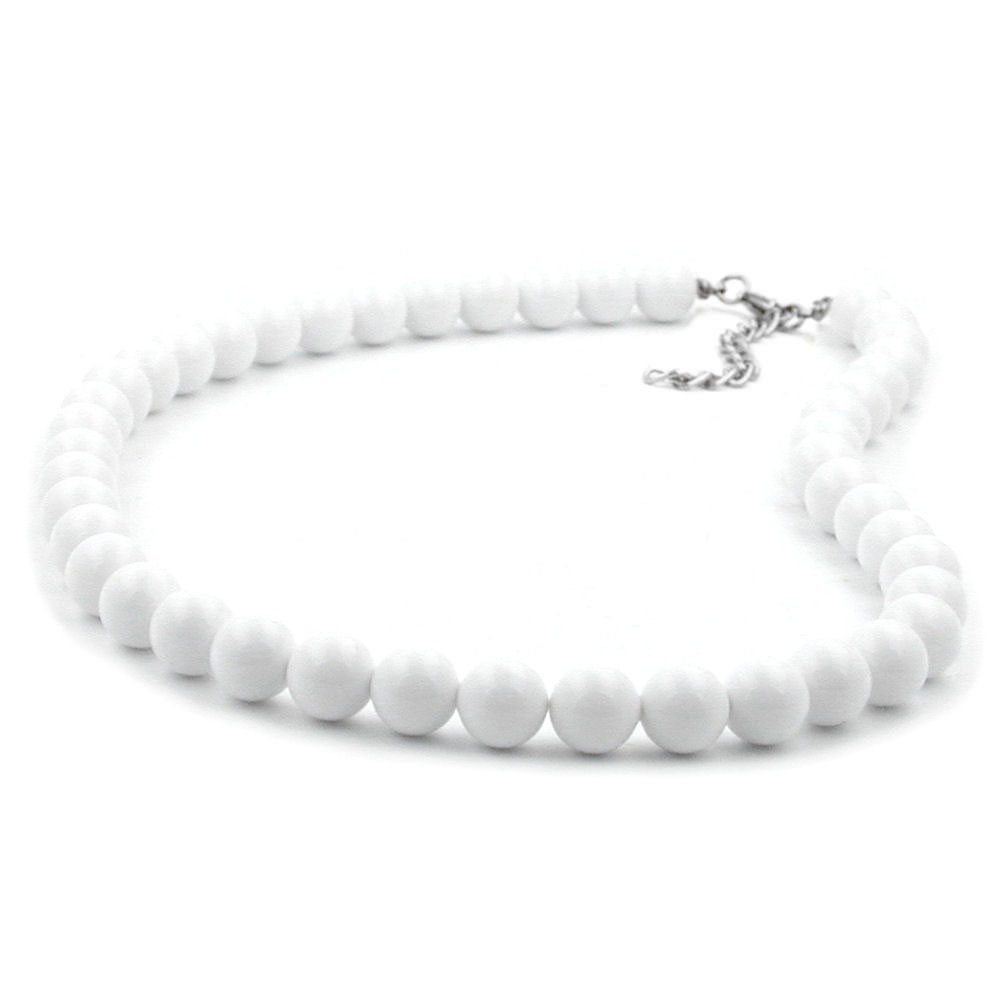 Collier Halskette Perle 8mm weiß-glänzend 42cm