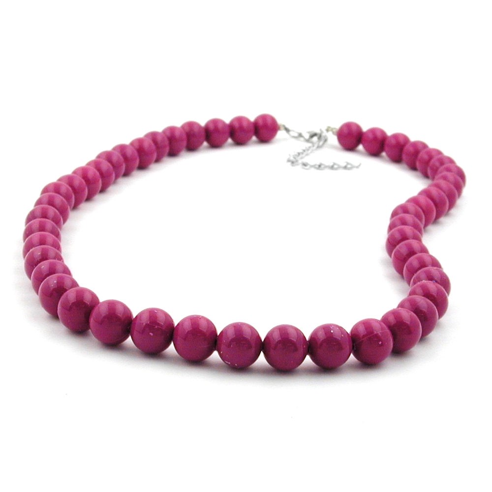 Halskette Perlen 10mm violett-glänzend 70cm