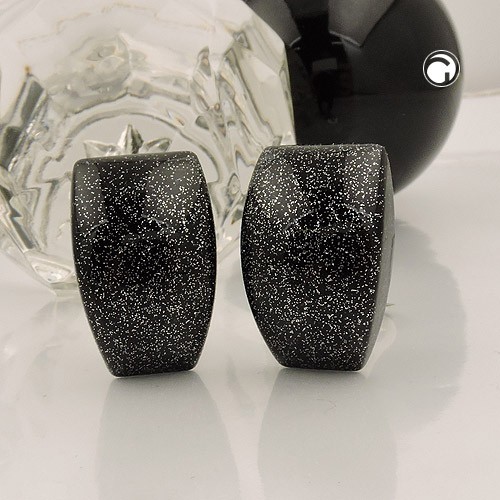 Ohrring Trapez schwarz mit Flitter