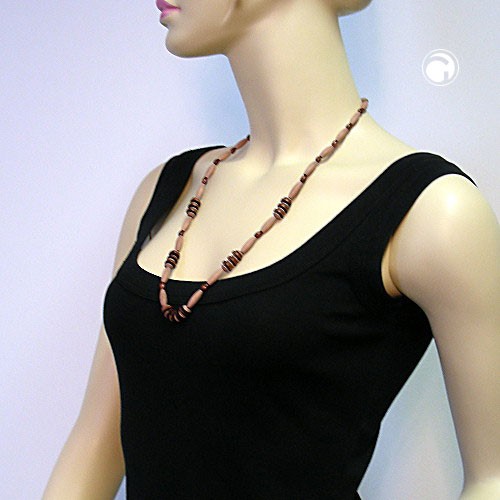 Collier Halskette Holz nougat-dunkelbraun 60cm