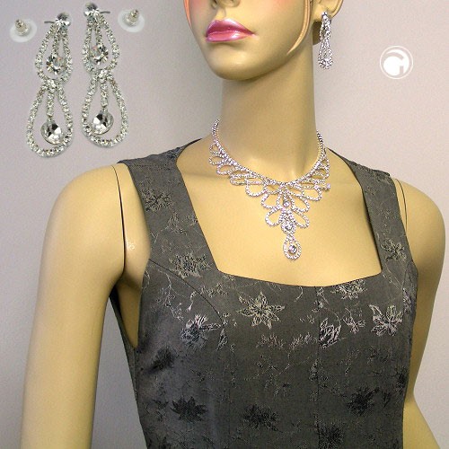 Set StrassKette und Strass-Ohrstecker