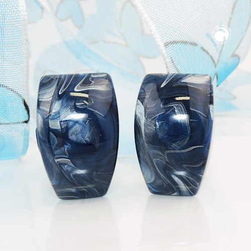 Ohrring Trapez blau-grau-marmoriert