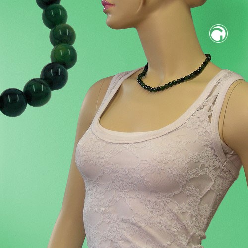 Collier Halskette Perlen 8mm grün-marmor 45cm