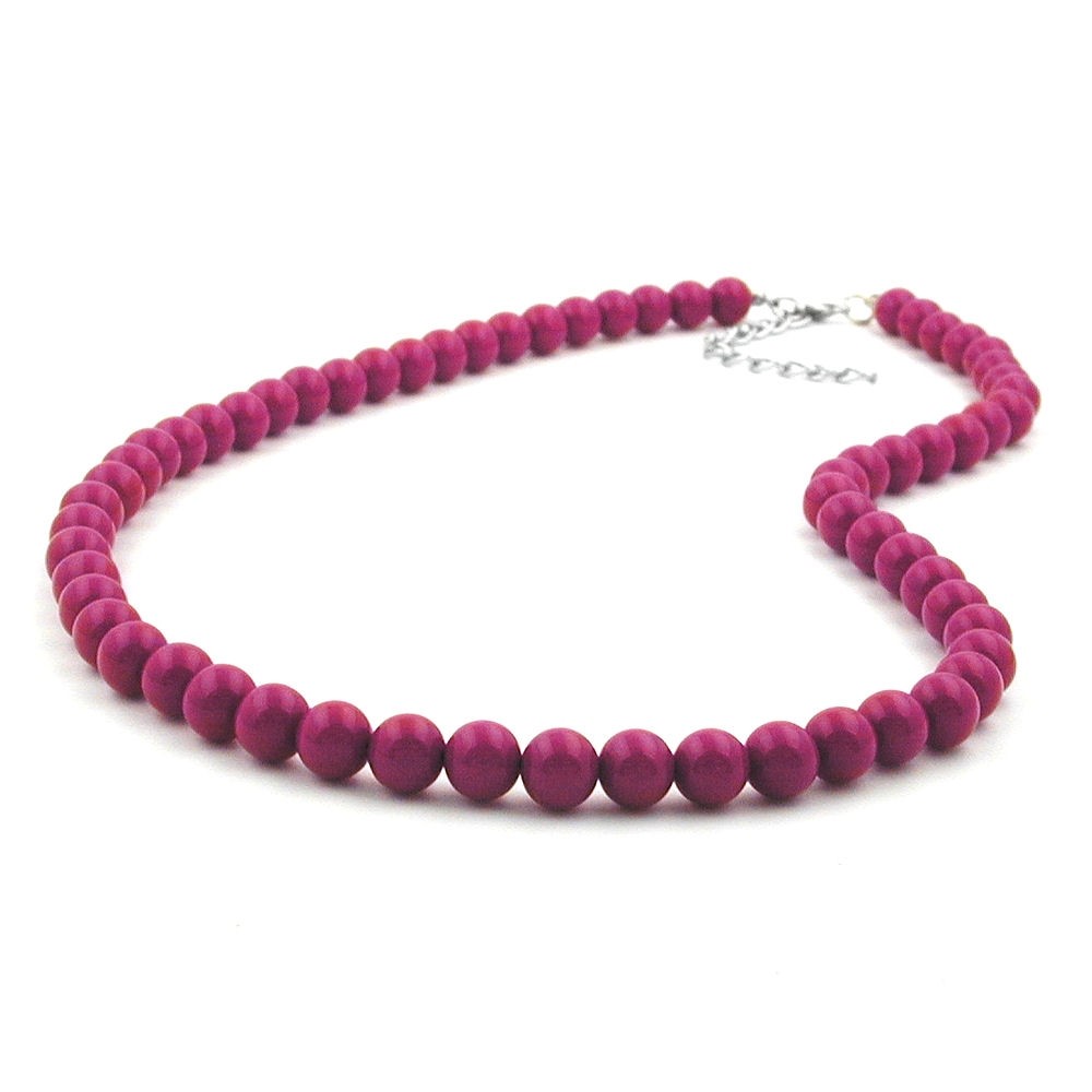 Halskette Perlen 8mm beere-violett-glänzend 70cm