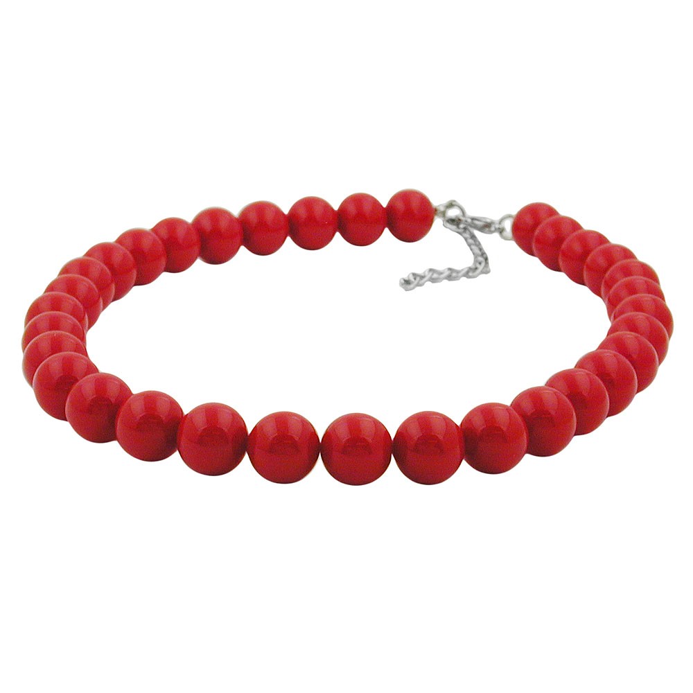 Halskette Perle 12mm rot glänzend 50cm