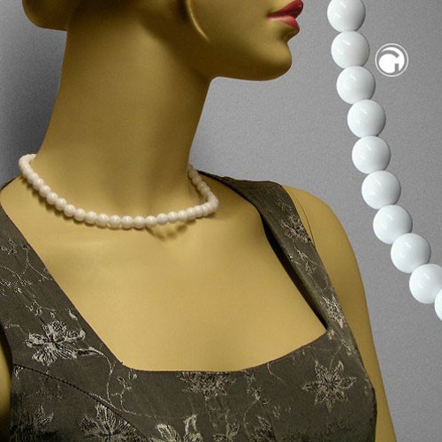 Collier Halskette Perle 8mm weiß-glänzend 42cm