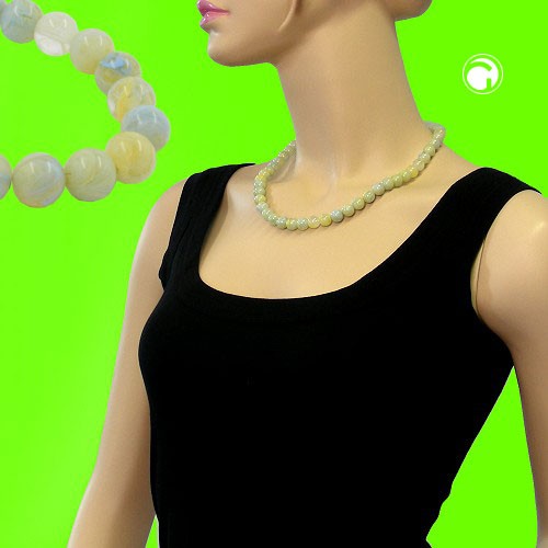 Collier Halskette 10mm Perlen türkis-grün-gelb 50cm