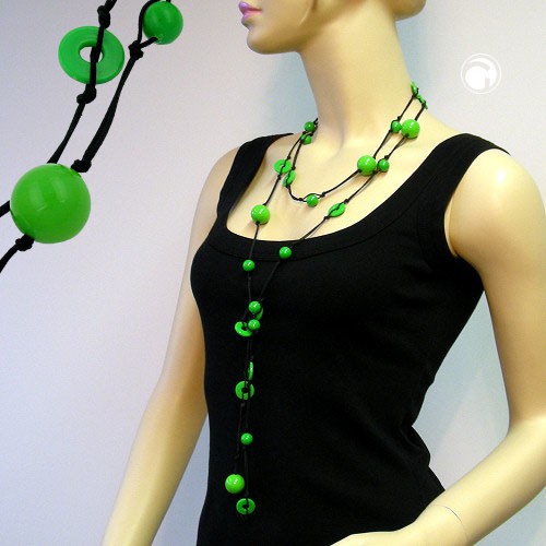 Collier Halskette Perle und Ring grün endlos 190cm