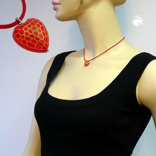 Halskette Herz Schliff rot-seide 40cm