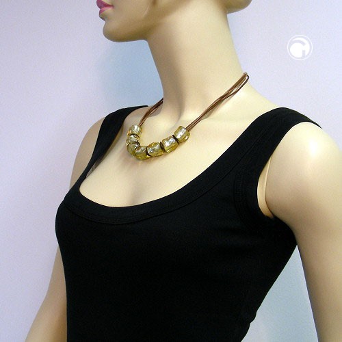 Collier Halskette Steinperle gelb-transparent 50cm