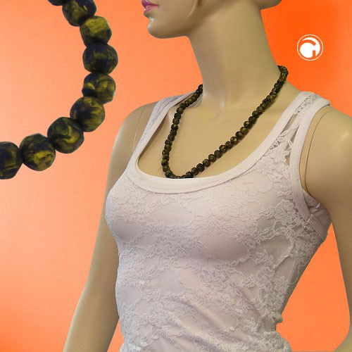 Collier Halskette Barockperlen oliv-grün 60cm