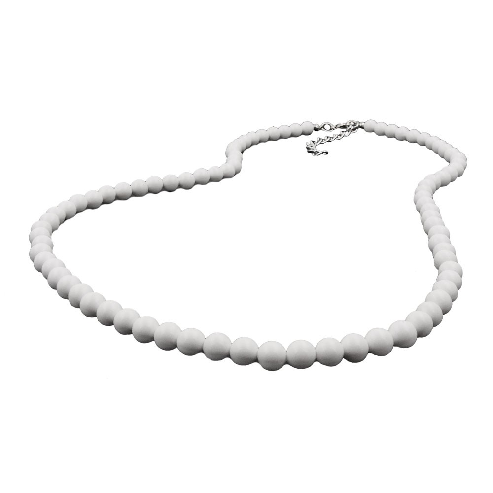 Halskette Perle 6mm weiß-glänzend 80cm