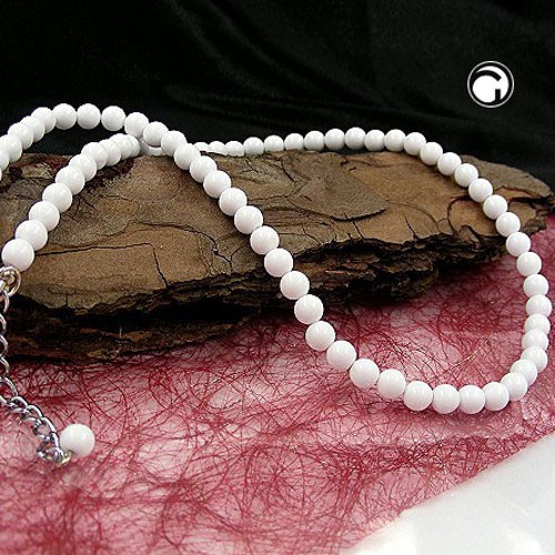 Collier Halskette Perle 6mm weiß-glänzend 45cm