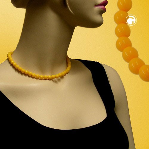 Collier Halskette Perle 8mm gelb-glänzend 45cm