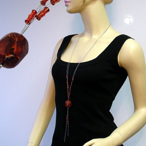 Collier Halskette Walze rostbraun-flitter Draht 100cm