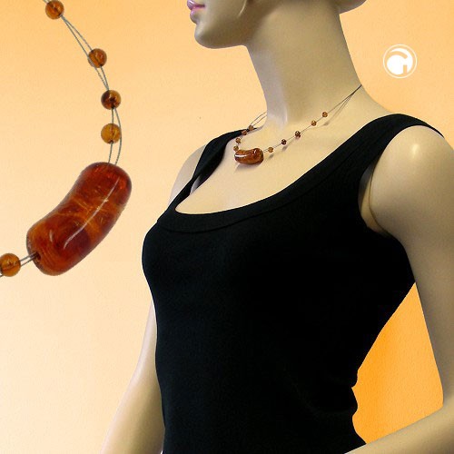 Collier Halskette Walze crash-schildpatt Draht 45cm