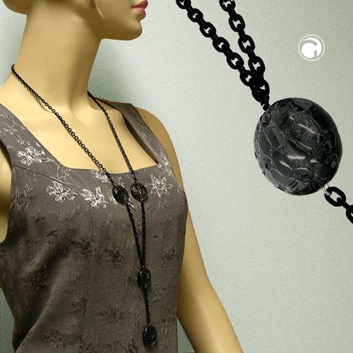 Collier Halskette Krokoperle grau Ankerkette 100cm