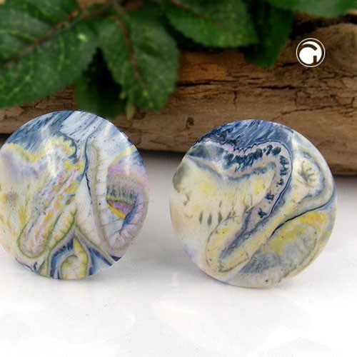 Ohrring 30mm gelb-blau-weiß-rosa