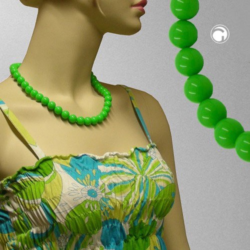 Collier Halskette Perlen 12mm apfelgrün 50cm