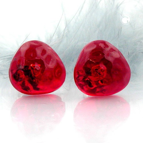 Ohrstecker rot-transparent gehämmert