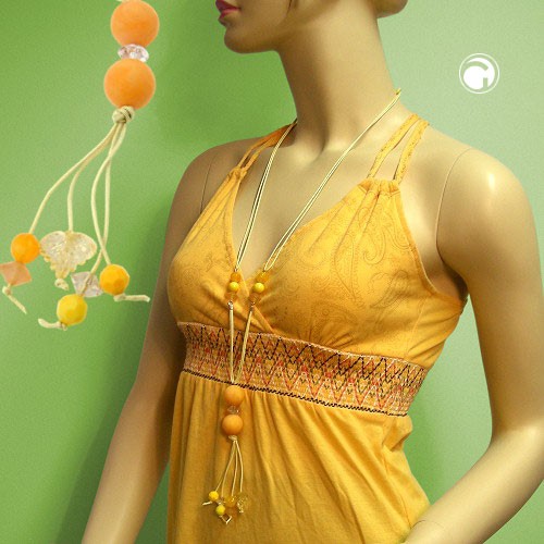 Collier Halskette Perle gelb gelb-transparent 90cm