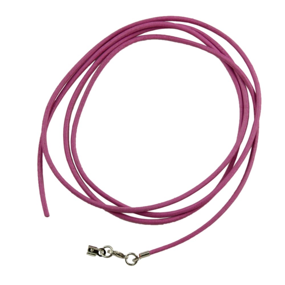 Lederband Rindleder pink gefärbt mit Verschluss silberfarbig