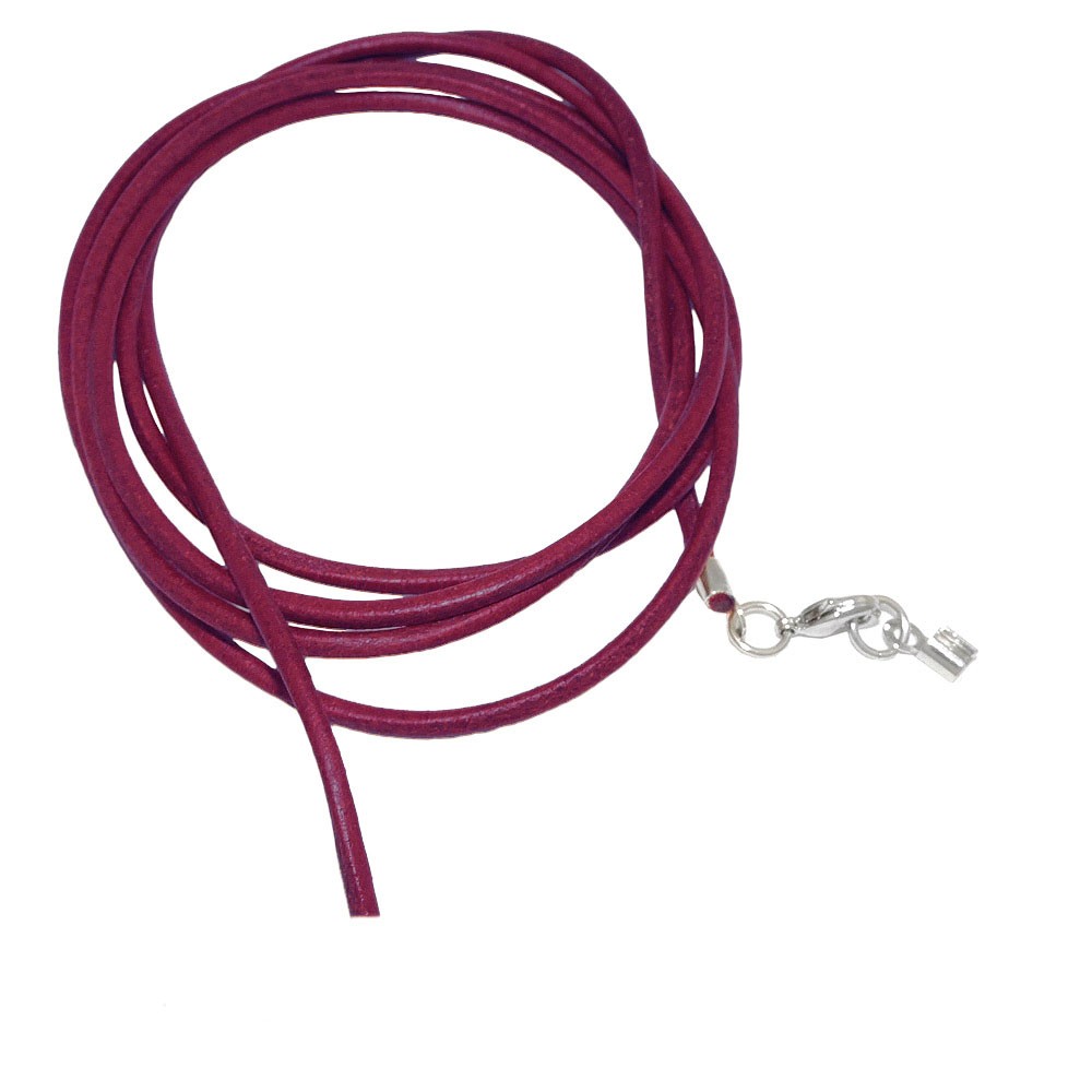 Lederband Rindleder fuchsia beere gefärbt mit Verschluss silberfarbig