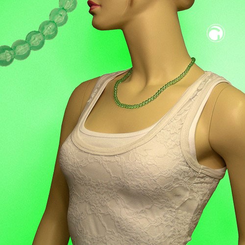 Collier Halskette Perle 6 kiwi-transparent 50cm
