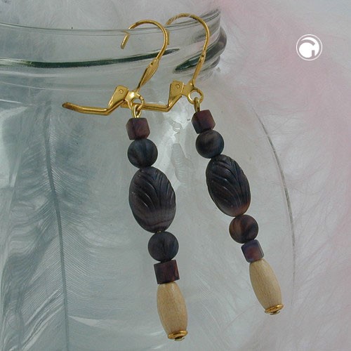 Ohrring Holz dunkel-horn