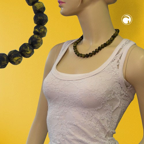 Collier Halskette Barockperlen oliv-grün 50cm