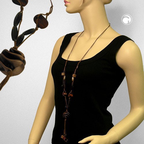 Collier Halskette Spiralperle braun dunkelbraun 100cm