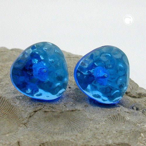 Ohrstecker Dreieck gehämmert blau