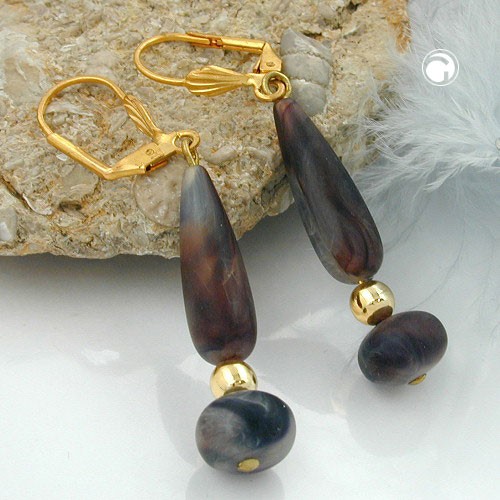 Ohrring dunkelhorn Holz hell