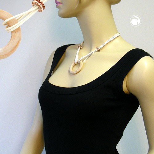 Collier Halskette Ring barock beige-marmoriert 48cm