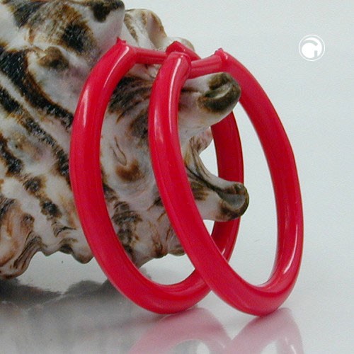 Creolen Ohrringe pink Vollplastik