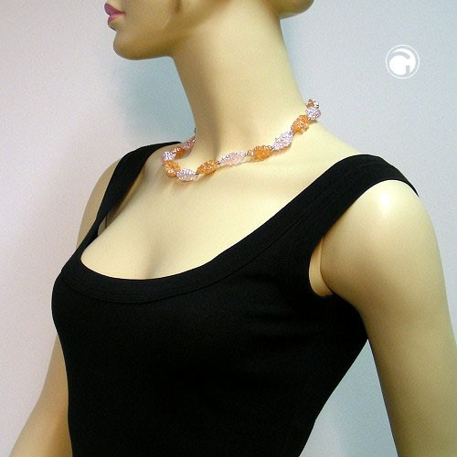 Collier Halskette aprikot-rosé-silber 42cm