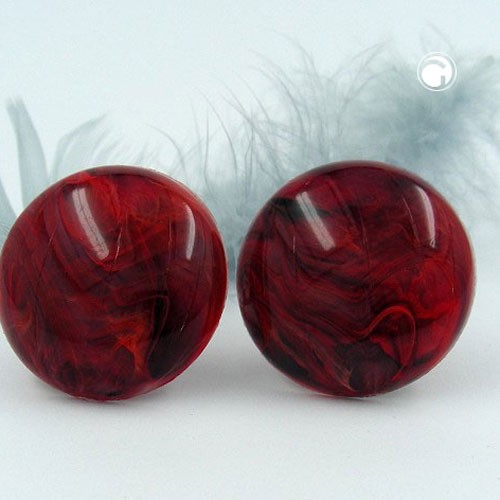 Ohrring 30mm Riss rot-schwarz-glänzend